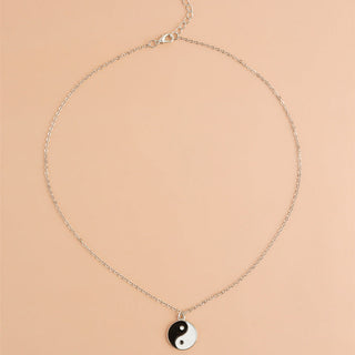 Buddha Gift 2Pcs Yin Yang Harmony Balance Necklace Pendant