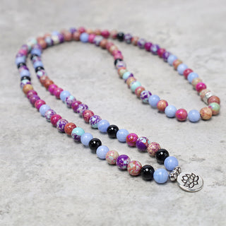 Buddha Gift Natural Purple Miano Real Stone Lotus Mala