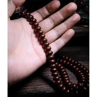 Buddha Gift Natural Tibet 108 Mala Beads Purple Bodhi Seed Three-eyed Dzi Bead Copper Dorje Harmony Bracelet