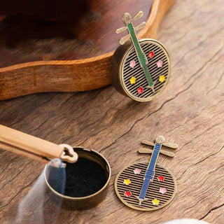 Buddha Gift Small Mini Gourd Fan Pipa Copper Alloy Incense Burner Decoration With Incense