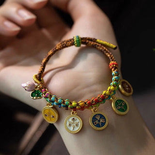 Buddha Gift Tibetan Colorful Rope Five God Of Wealth Luck Braid Bracelet