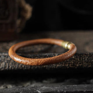 Buddha Gift Retro Leather Luck Healing Copper Magnetic Buckle Bracelet