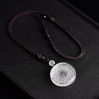Buddha Gift Taoism Five Sacred Mountains Yin Yang Symbol Liuli Crystal Balance Necklace Pendant Key Chain