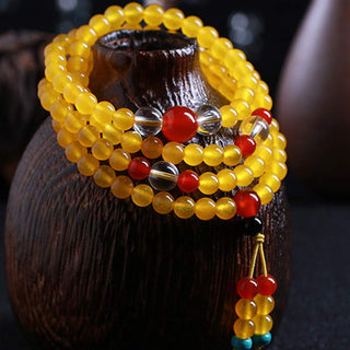 Buddha Gift 108 Mala Beads Yellow Chalcedony Harmony Bracelet