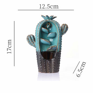 Buddha Gift Cactus Ceramic Healing Backflow Smoke Fountain Incense Burner