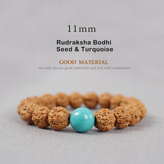 Buddha Gift Tibet Rudraksha Bodhi Seed Dzi Bead Amber Turquoise Wealth Bracelet