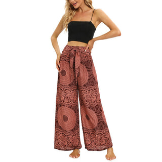 Buddha Gift Boho Lace-up Wide Leg Pants Women's Yoga Pants