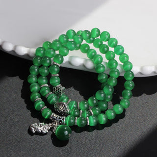 Buddha Gift Cat Eye PiXiu Support Triple Wrap Bracelet