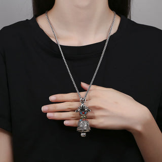 Buddha Gift Tibetan Om Mani Padme Hum Dorje Vajra Bell Strength Necklace Pendant