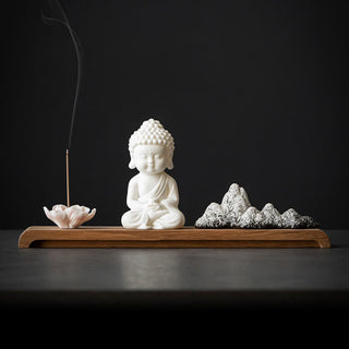 Buddha Gift Lotus Flower Tathagata Kwan Yin Avalokitesvara Ksitigarbha Meditation Ceramic Stick Incense Burner Decoration