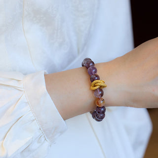 Buddha Gift Purple Phantom Copper Gold-plated Dragon Wisdom Bracelet