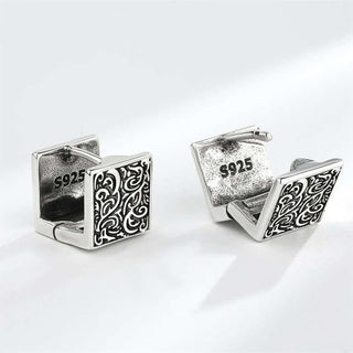 Buddha Gift Grass Pattern Square Stud Earrings