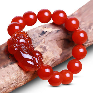 Buddha Gift Red Agate Lucky Pixiu Wealth Luck Bracelet