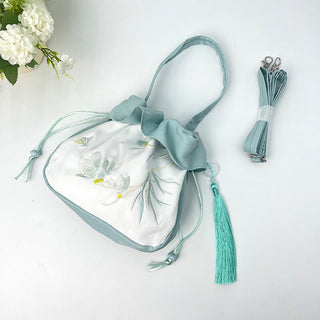 Buddha Gift Suzhou Embroidery Camellia Magnolia Peony Lotus Silk Tote Crossbody Bag Shoulder Bag Handbag
