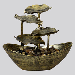 Buddha Gift Lotus Leaf Shaped Waterfall Fountain Tabletop Ornaments With LED Light Home Office Desktop Decoration