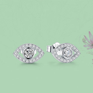 Buddha Gift 925 Sterling Silver Evil Eye Symbol Protection Stud Earrings