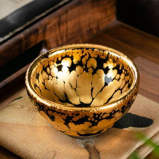 Buddha Gift 24K Gold Spot Pattern Chinese Jianzhan Ceramic Teacup Kung Fu Tea Cup Bowl With Gift Box