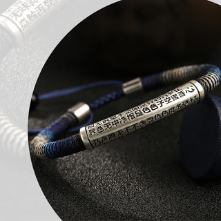 Buddha Gift 999 Sterling Silver Heart Sutra Calm Handmade Braided Bracelet