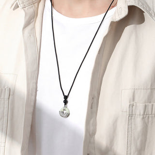 Buddha Gift 925 Sterling Silver Natural Hetian Jade Peace Buckle Prosperity Necklace Pendant