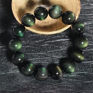 Buddha Gift Natural Green Eye Obsidian Wealth Bracelet