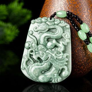 Buddha Gift Year Of The Dragon Chinese Zodiac Dragon Soaring Jade Protection Bead Chain Necklace Pendant