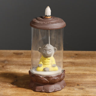 Buddha Gift Meditation Wukong Monkey King Purple Clay Windshield Lotus Backflow Smoke Fountain Incense Burner Decoration