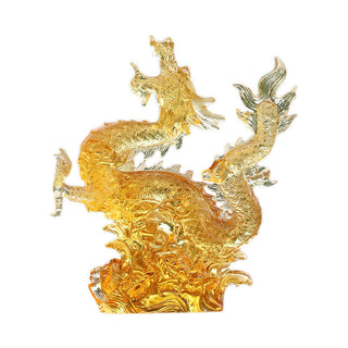 Buddha Gift Handmade Chinese Zodiac Yellow Dragon Liuli Crystal Art Piece Luck Protection Home Office Decoration