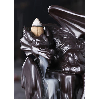 Buddha Gift Nordic Dragon Ceramic Backflow Smoke Fountain Meditation Healing Incense Burner Led Ball Decoration