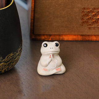 Buddha Gift Mini Small Praying Frog Ceramic Wealth Prosperity Home Tea Pet Figurine Decoration