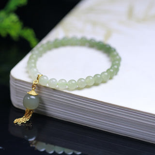 Buddha Gift 925 Sterling Silver Hetian Jade Beaded Wealth Charm Bracelet