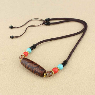 Buddha Gift Tibetan Nine-Eye Dzi Bead Three-eyed Dzi Bead Protection String Necklaces Pendant