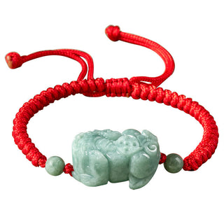 Buddha Gift Handmade Natural Jade PiXiu Protection King Kong Knot Braided String Bracelet
