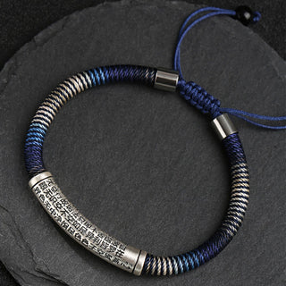 Buddha Gift 999 Sterling Silver Heart Sutra Calm Handmade Braided Bracelet