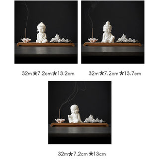 Buddha Gift Lotus Flower Tathagata Kwan Yin Avalokitesvara Ksitigarbha Meditation Ceramic Stick Incense Burner Decoration