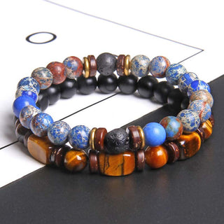 Buddha Gift 2PCS Healing Crystal Emperor Stone Tiger Eye Bead Bracelet