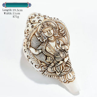 Buddha Gift Tibetan Handmade Engraved Shankha Buddha Avalokitesvara Conch Shell Wealth Decoration