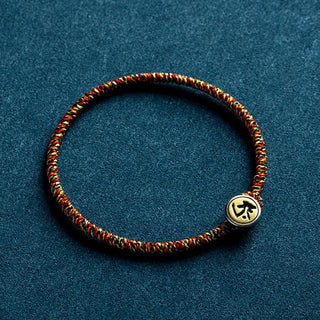 Buddha Gift Handmade 925 Sterling Silver Chinese Zodiac Natal Buddha Protection Colorful Rope Bracelet