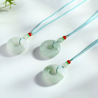 Buddha Gift Natural Jade Peace Buckle Prosperity Necklace Pendant