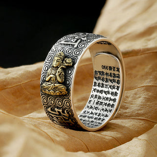 Buddha Gift Chinese Zodiac Natal Buddha Wealth Luck Adjustable Ring