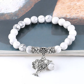 Buddha Gift Natural Gemstone Tree of Life Lucky Charm Stretch Bracelet