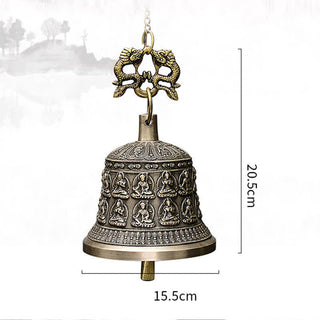 Buddha Gift Tibetan Engraved Buddha Dragon Wind Chime Bell Copper Luck Wall Hanging Decoration