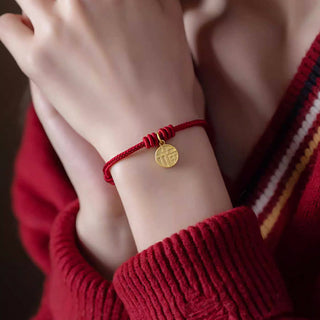 Buddha Gift Handmade Eight Thread Peace Knot Fu Character Charm Luck Happiness Red Rope Bracelet