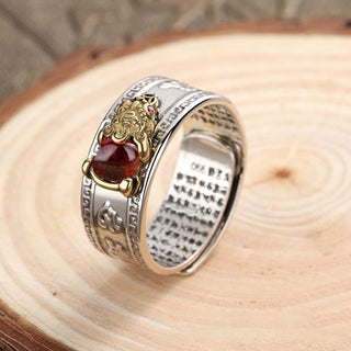 Buddha Gift Red Agate PiXiu Wealth Ring