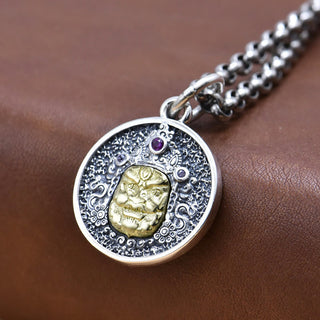 Buddha Gift 925 Sterling Silver Zakiram Goddess of Wealth Dorje Vajra Spiritual Necklace Pendant