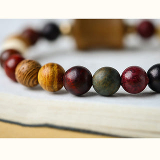 Buddha Gift Tibet Multicolored Sandalwood Om Mani Padme Hum Protection Bracelet