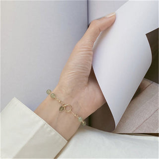 Buddha Gift 14k Gold Plated Hetian Jade Beaded Prosperity Chain Bracelet