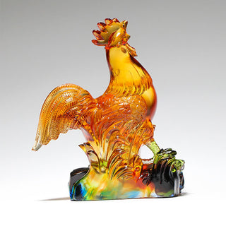 Buddha Gift Handmade Liuli Crystal Rooster Art Piece Home Decoration