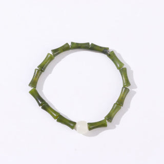 Buddha Gift Green Bamboo Jade Pattern Luck Abundance Bracelet