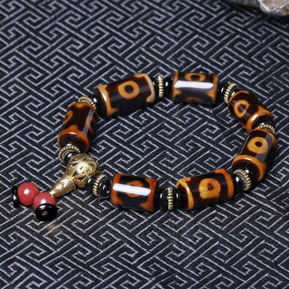 Buddha Gift Tibetan Nine-Eye Dzi Bead Fortune Charm Bracelet