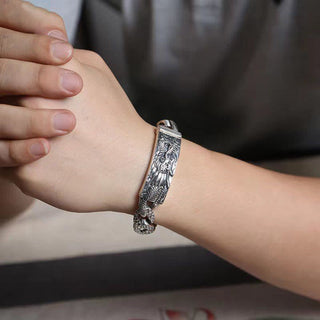 Buddha Gift Retro Dragon Scale Pattern Engraved Protection Bracelet